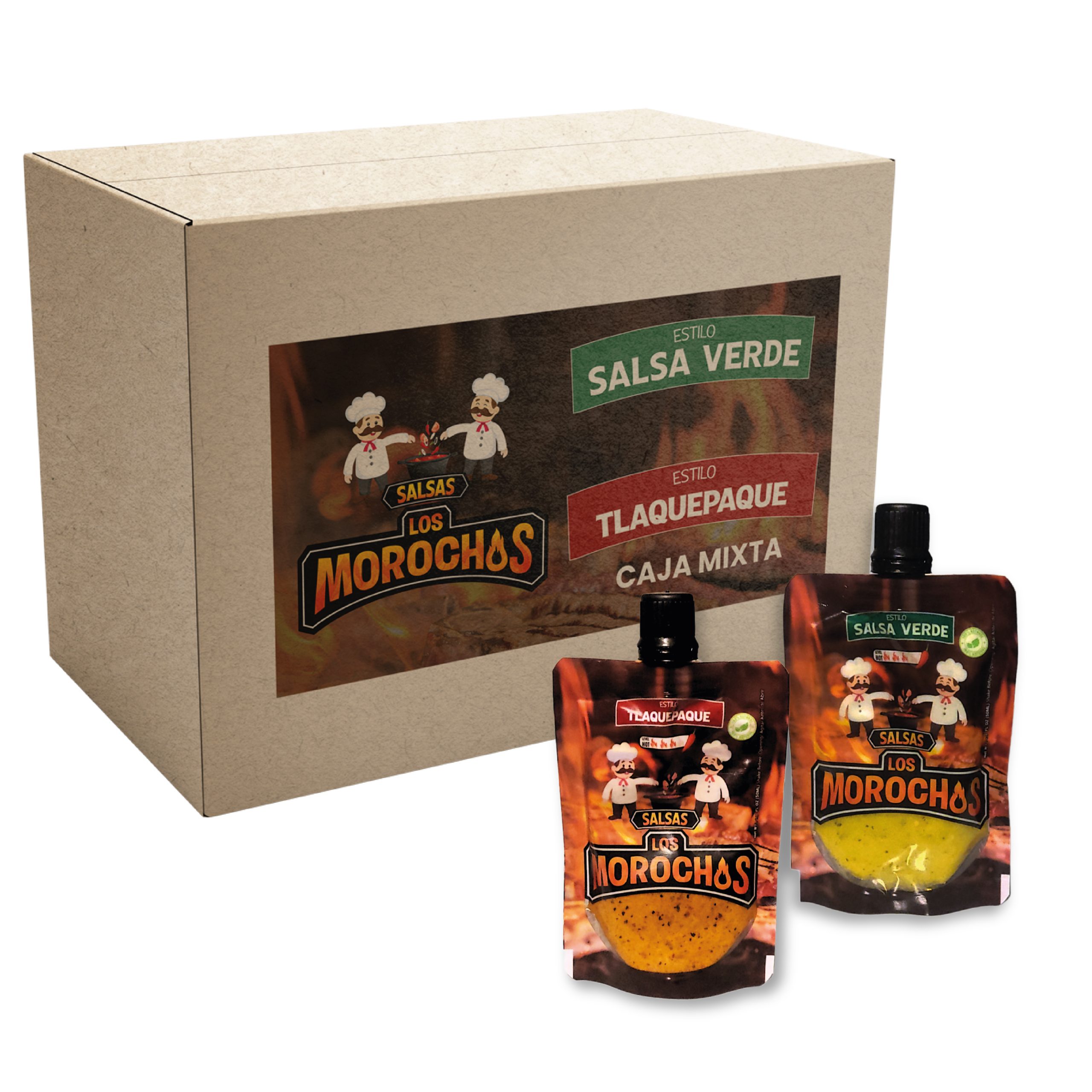 Caja Salsas Mixta 50 ml ( 9pz Verde y 9pz Tlaquepaque)